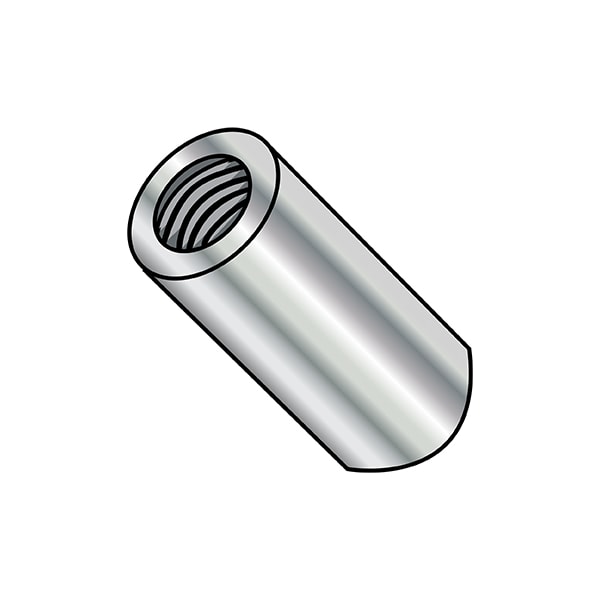 Zoro Select Round Standoffs, #4-40 Thrd Sz, 5/8 in Bd L, Brass Nickel Plated, 1/4 in OD, 500 PK - 141004RFBN