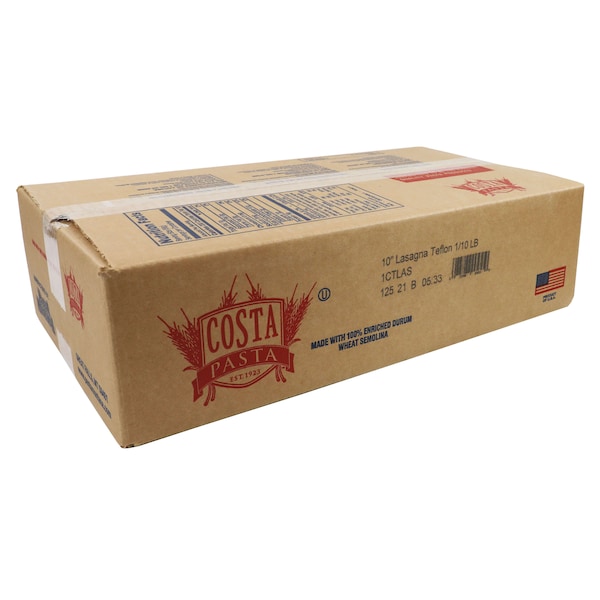 Costa Costa Teflon 10 Lasagna Pasta, 10lbs - 1CTLAS