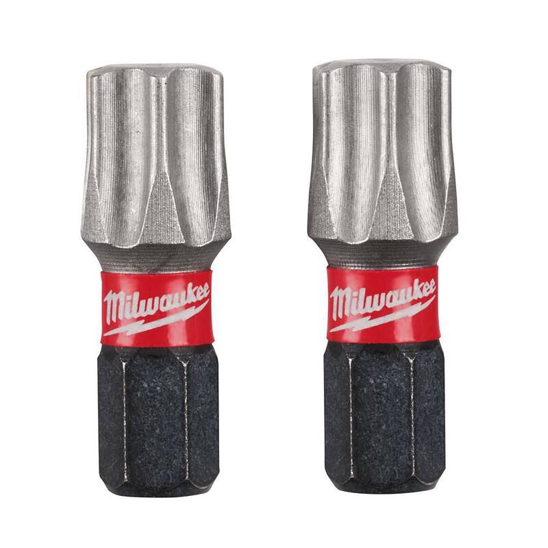 Punta de destornillador de acero de aleación Milwaukee SHOCKWAVE Impact Duty de 1 pulgada T50 (paquete de 2) - 48-32-4989.