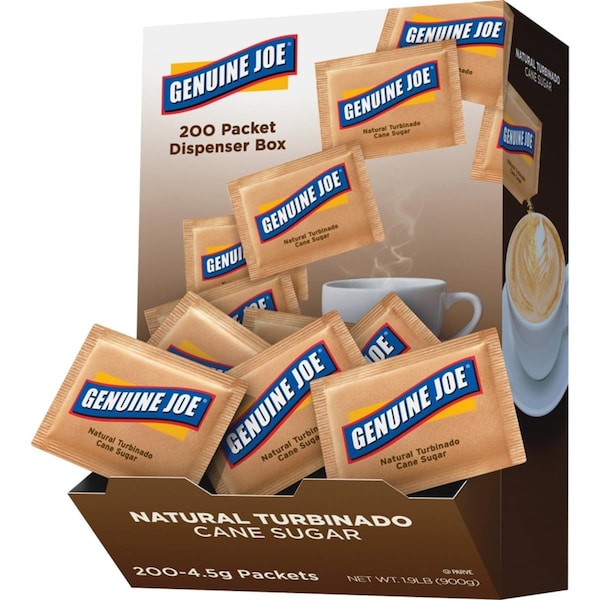 Genuine Joe Turbinado Natural Cane Sugar Packets, Brown - GJO70470CT