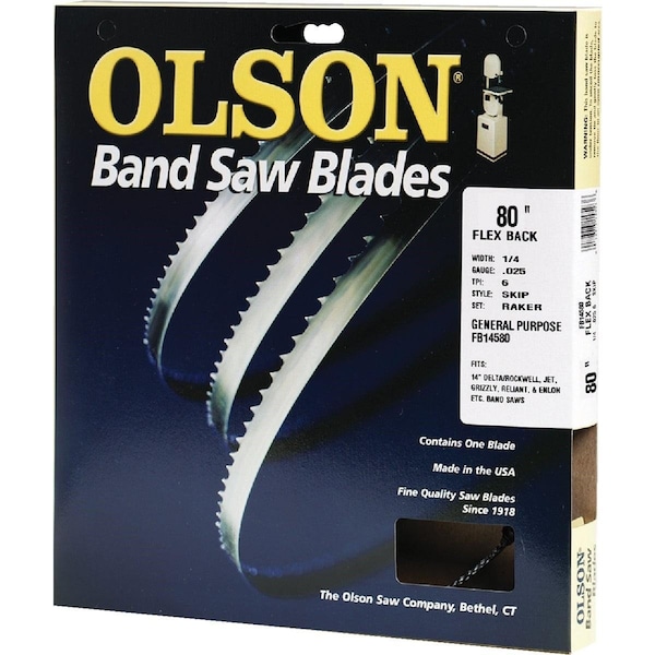 Olson Saw Olson 80 In. x 1/4 In. 6 TPI Skip Flex Back Band Saw Blade - FB14580DB