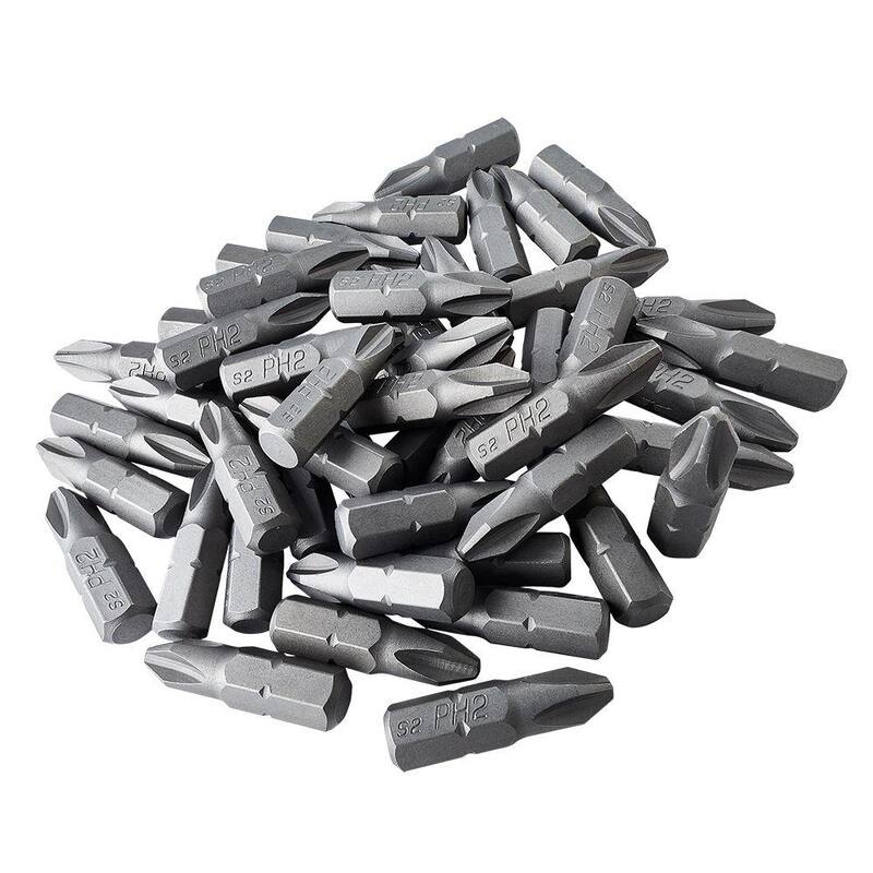 Juego de 2 puntas Phillips de acero aleado ToolPro en caja de almacenamiento entrelazada (50 piezas) - TP60630