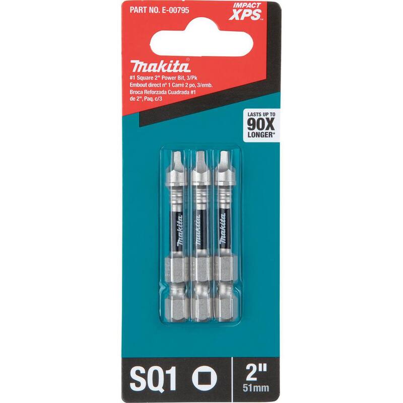 Makita Impact XPS #1 Square 2 in. Power Bit (paquete de 3) - E-00795