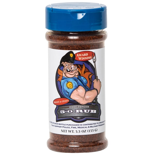 5-0 Rub Code 3 Spices 5-0 Rub Sweet and Zesty BBQ Seasoning 5.5 oz - 506