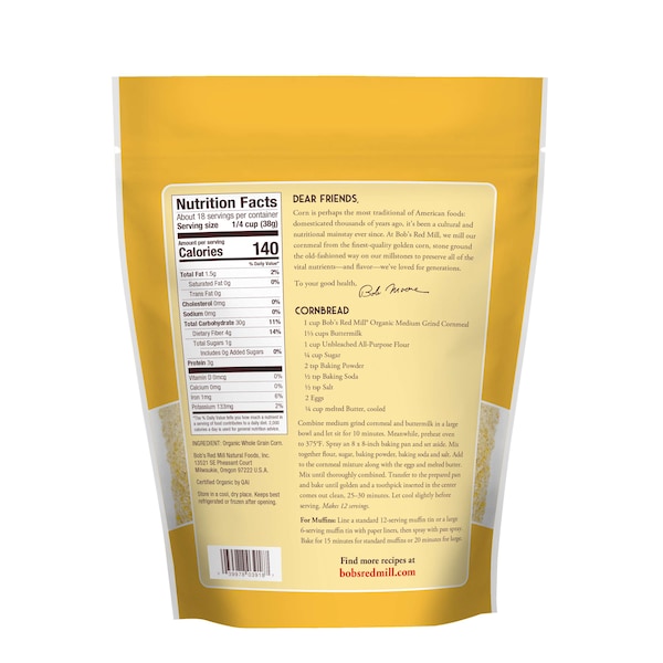 Bobs Red Mill Natural Foods Bob's Red Mill Medium Grind Cornmeal 24 oz. Pouches, PK4 - 6008S244