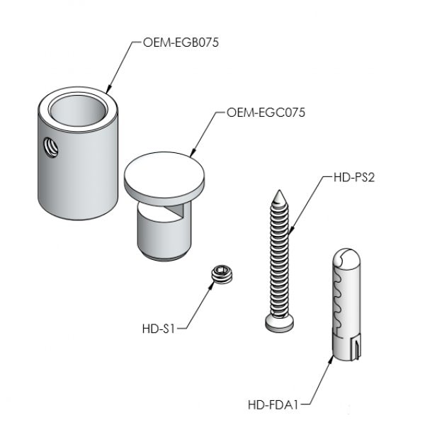 Simply Standoffs Complete 3/4"D  Edge Grip Kit - Bright Aluminum - OEMK-EG075AL
