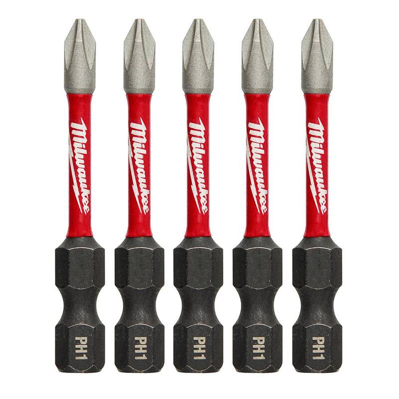 Milwaukee SHOCKWAVE Impact Duty 2 in. Phillips #1 Puntas de destornillador de aleación de acero (5 piezas) - 48-32-4638