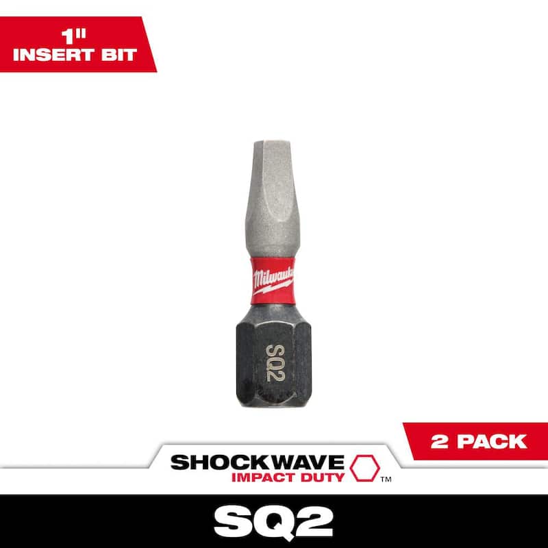 Milwaukee SHOCKWAVE Impact Duty 1 pulgada Square #2 Alloy Steel Insert Bit (paquete de 2) - 48-32-4422