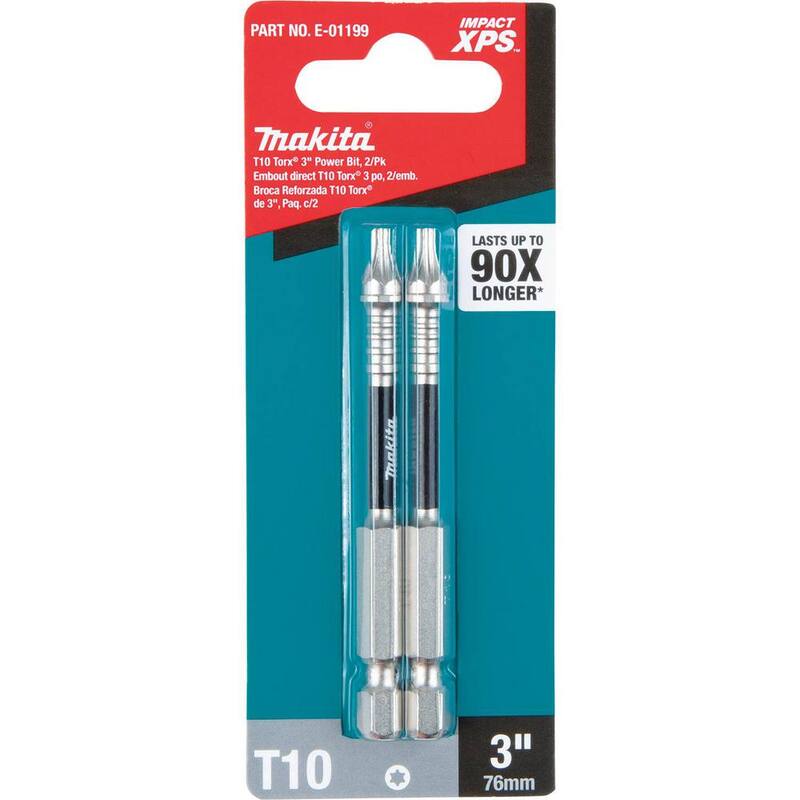 Makita IMPACT XPS T10 Torx 3 in. Power Bit (paquete de 2) - E-01199