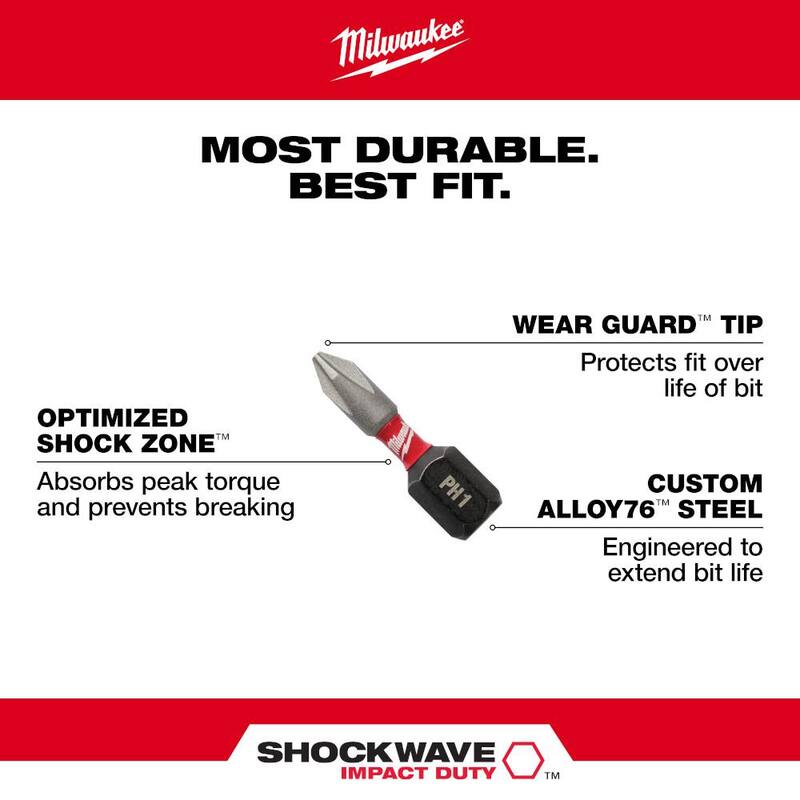 Juego de puntas de destornillador de aleación de acero de trabajo pesado Milwaukee Shockwave Impact (145 piezas) - 48-32-5155-48-32-4095