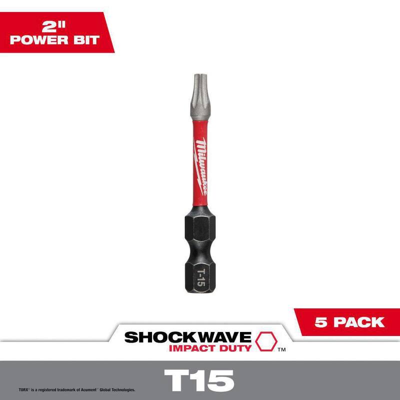 Broca de destornillador de acero de aleación T15 de 2 pulgadas Milwaukee SHOCKWAVE Impact Duty (paquete de 5) - 48-32-4683