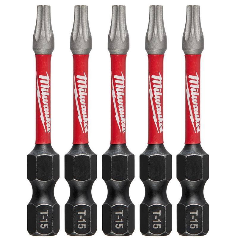 Broca de destornillador de acero de aleación T15 de 2 pulgadas Milwaukee SHOCKWAVE Impact Duty (paquete de 5) - 48-32-4683