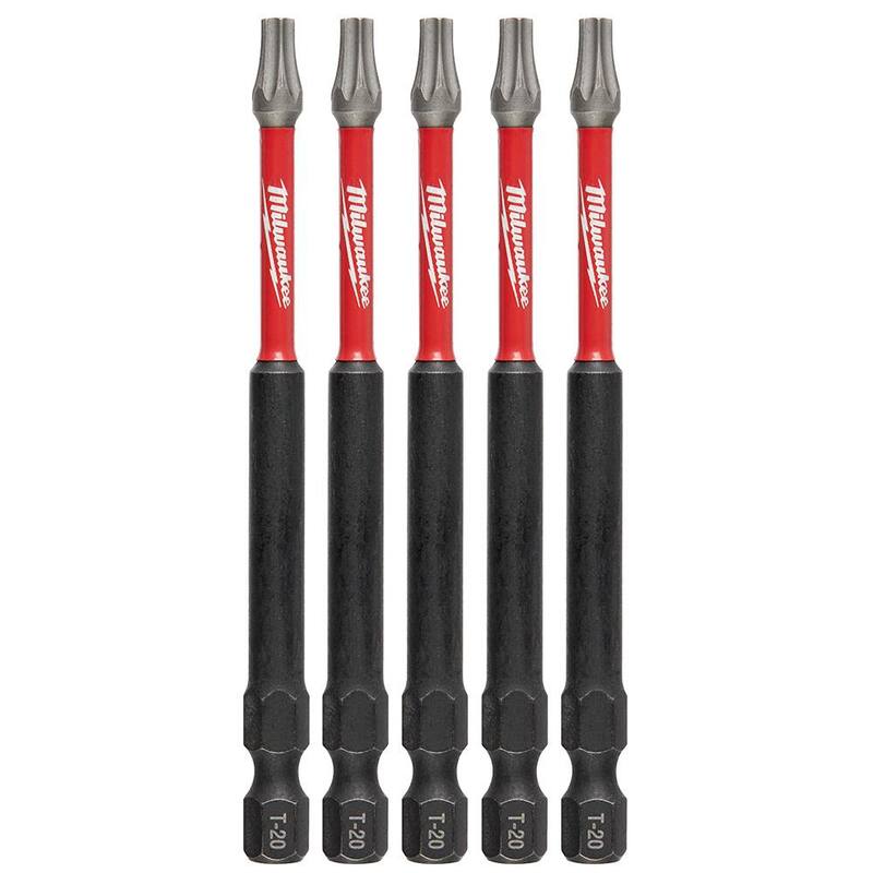 Milwaukee SHOCKWAVE Impact Duty 3-1/2 in. T20 Torx Alloy Steel Screw Driver Bit (Paquete de 5) - 48-32-4578