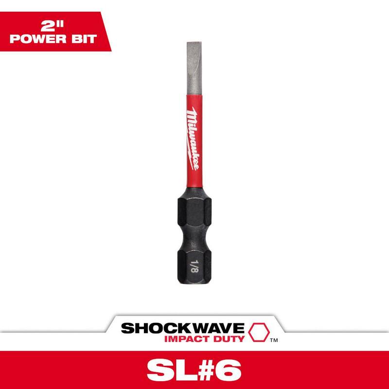 Milwaukee SHOCKWAVE Impact Duty 2 pulgadas x 1/8 pulgadas SL#6 Cabeza de Destornillador de Acero Aleado (1 pieza) - 48-32-4916