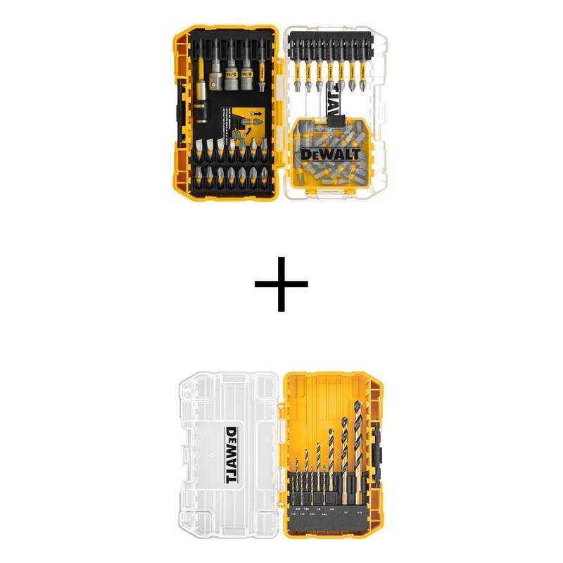 Juego de puntas de acero para atornillar DEWALT MAXFIT ULTRA de 1/4 de pulgada (50 piezas) y juego de brocas de torsión negras y doradas (10 piezas) - DWAUMF50SETW180