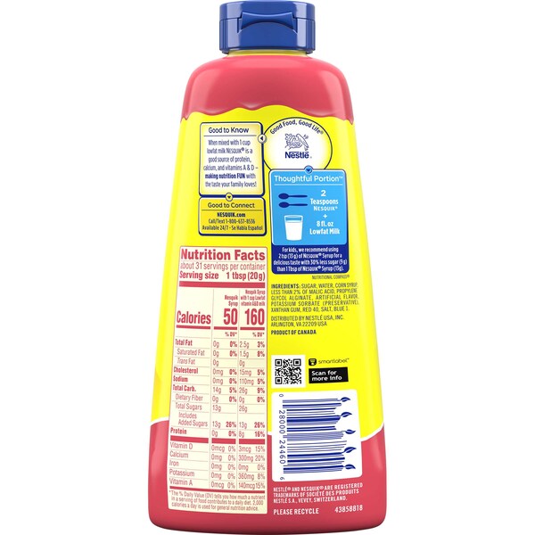 Nestle Nesquik Strawberry Syrup 22 oz. Bottle, PK6 - 00028000489281U