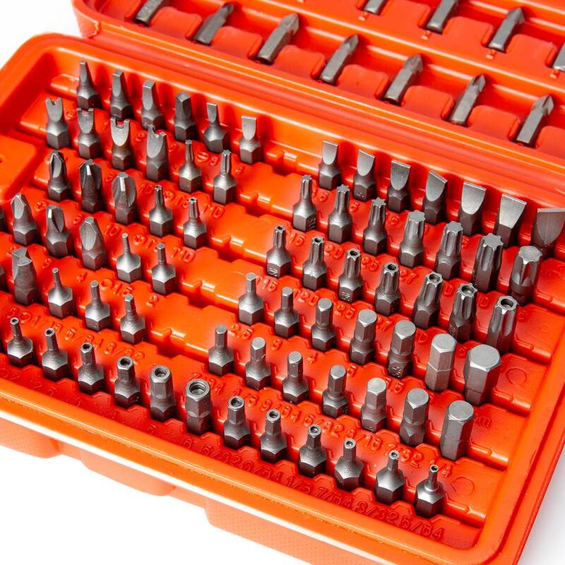 Juego de 100 puntas de seguridad hexagonales para unidad de 1/4 de pulgada de STARK USA con estuche - 46062-H