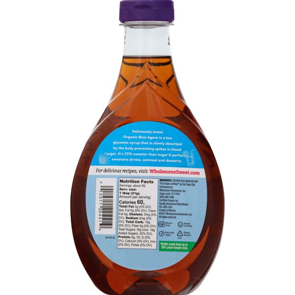 Wholesome Sweetener Wholesome Sweeteners Fair Trade Organic Blue Agave 44 oz. Btl, PK6 - 20441