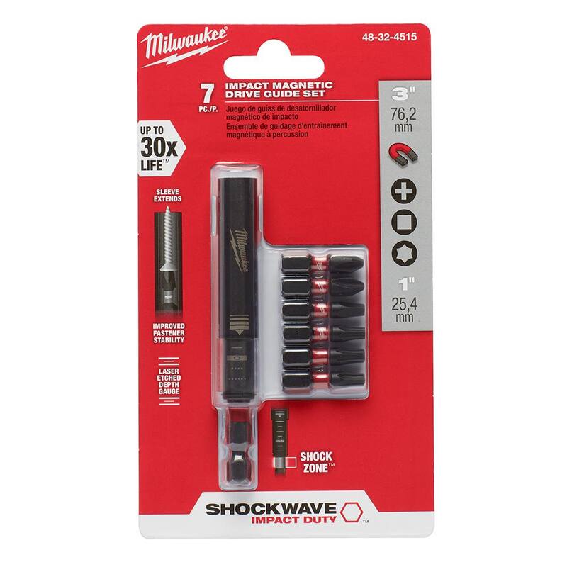 Paquete de guía de manejo magnético de aleación de acero de alto impacto Milwaukee SHOCKWAVE (7 piezas) - 48-32-4515