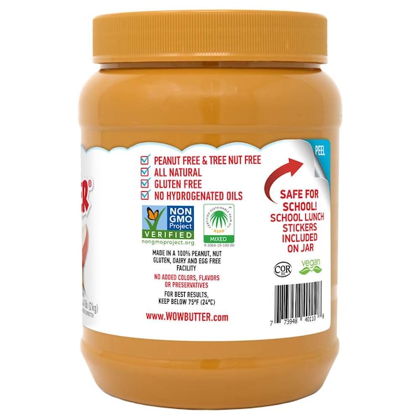 Wowbutter Peanut Free Spread Jars Creamy 4.4lbs, PK2 - 40100