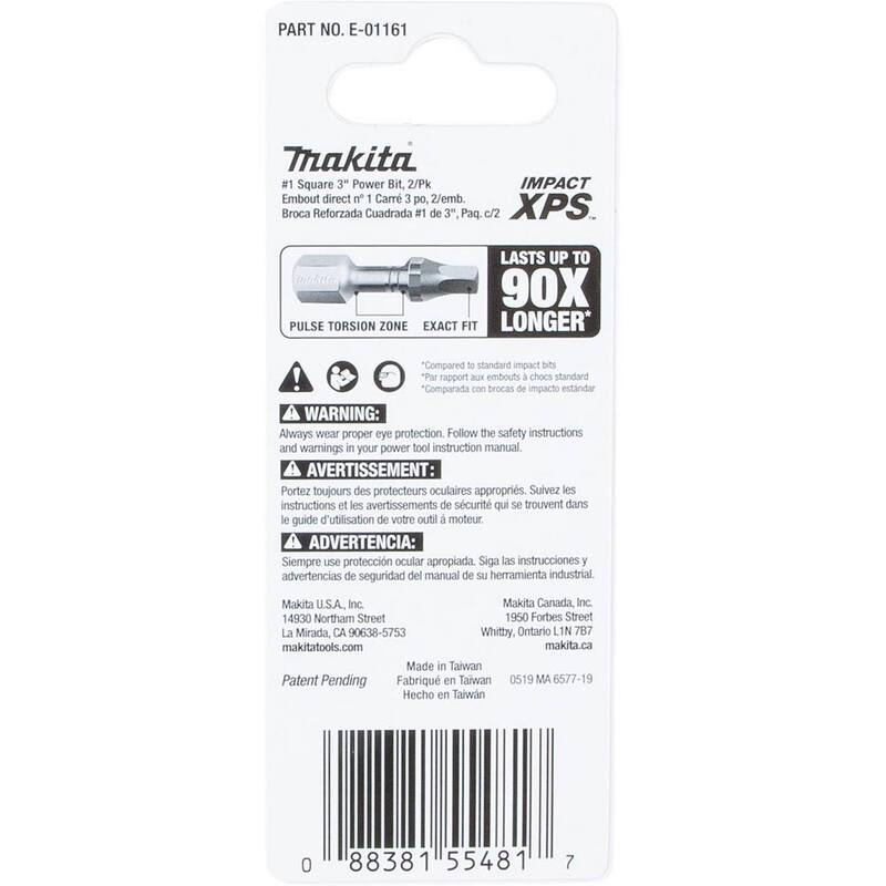 Makita IMPACT XPS #1 Cuadrado 3 in. Puntilla de Poder (Paquete de 2) - E-01161