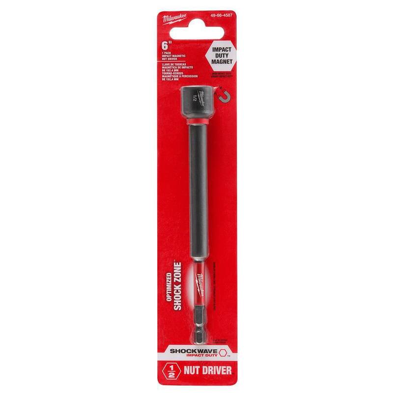 Milwaukee SHOCKWAVE Impact Duty 1/2 pulg. x 6 pulg. Cabezal magnético de acero de aleación para tuercas (paquete de 1) - 49-66-4587