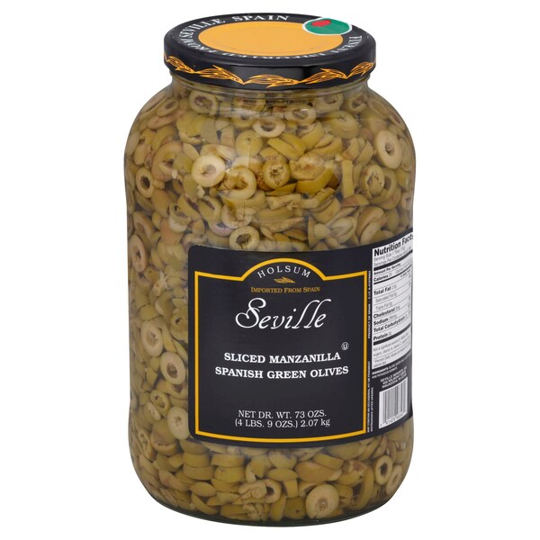 Seville Olive Sliced Green Glass 1 gal., PK4 - 80120