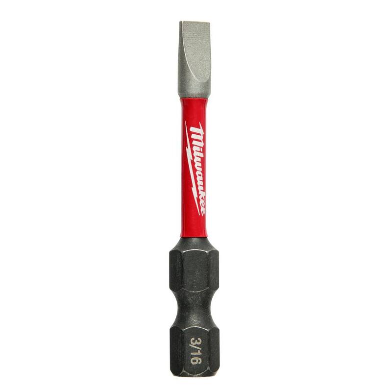 Milwaukee SHOCKWAVE Impact Duty 2 pulgadas x 3/16 pulgadas SL#8 Puntas de destornillador de acero aleado (1 paquete) - 48-32-4919