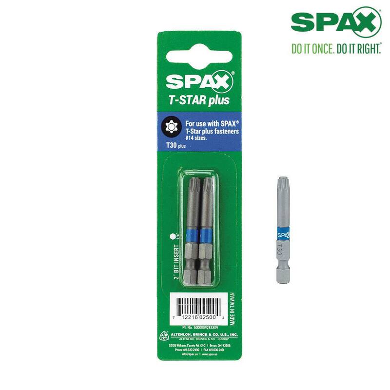 Broca para taladro de tornillo SPAX T30 x 2 in. Torx T-Star Plus con cabeza de accionamiento Torx T-Star Plus (2 piezas) - 5000009285309