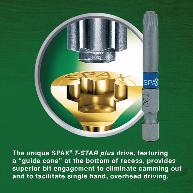 Broca para taladro de tornillo SPAX T30 x 2 in. Torx T-Star Plus con cabeza de accionamiento Torx T-Star Plus (2 piezas) - 5000009285309