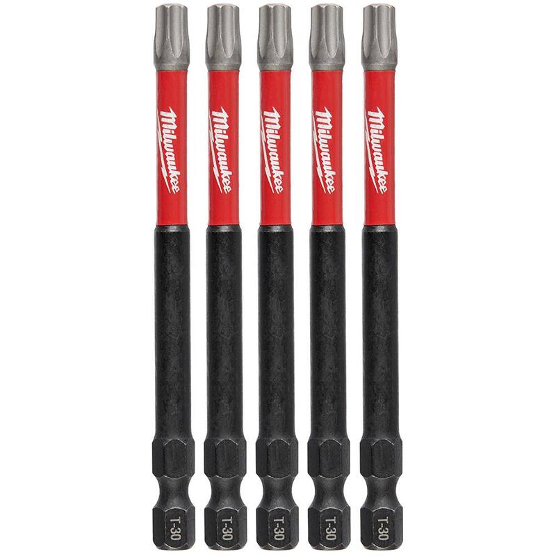 Punta destornillador de acero aleado Milwaukee SHOCKWAVE Impact Duty 3-1/2 in. T30 Torx (paquete de 5) - 48-32-4580