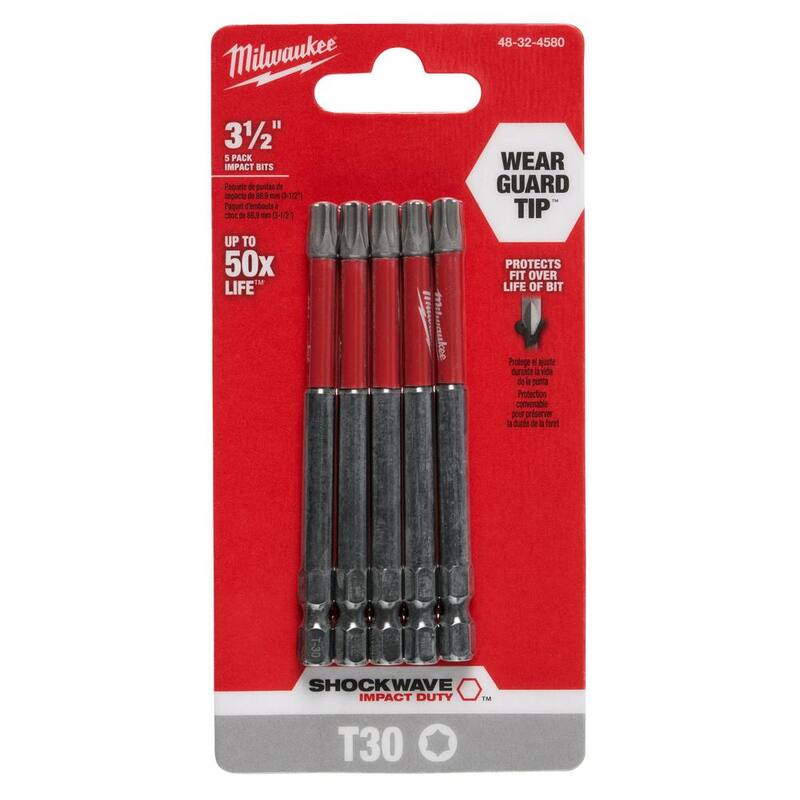 Punta destornillador de acero aleado Milwaukee SHOCKWAVE Impact Duty 3-1/2 in. T30 Torx (paquete de 5) - 48-32-4580