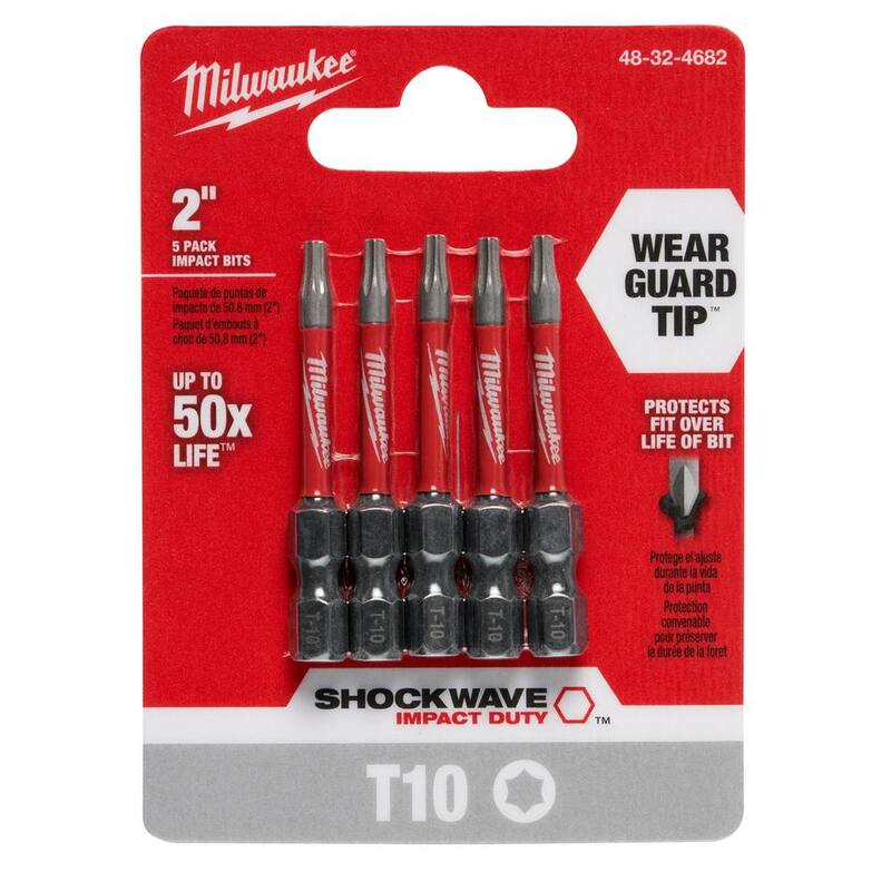 Milwaukee SHOCKWAVE Impact Duty 2 in. Puntas para desatornillador de acero de aleación T10 (paquete de 5) - 48-32-4682
