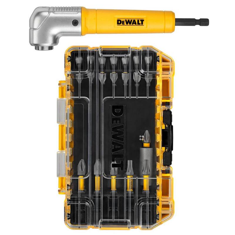 Juego de puntas para destornillador de acero DEWALT Maxfit de 1/4 pulg. con adaptador de ángulo recto (25 piezas) - DWAMF25RASET