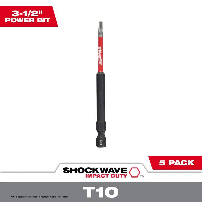 Milwaukee SHOCKWAVE Impact Duty 3-1/2 in. Puntas de destornillador de acero de aleación T10 (paquete de 5) - 48-32-4576