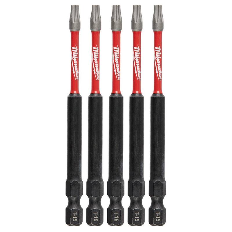 Milwaukee SHOCKWAVE Impact Duty 3-1/2 in. T15 Torx Alloy Steel Screw Driver Bit (paquete de 5) - 48-32-4577
