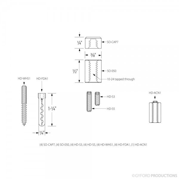 Gyford Décor Round Standoffs, Aluminum Clear Anodized - SOK-7-050