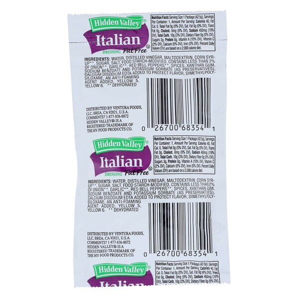 Hidden Valley Hidden Valley Fat Free Golden Italian Dressing 1.5 oz. Packet, PK84 - 85640HVR