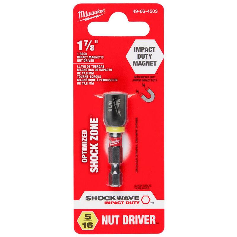 Milwaukee SHOCKWAVE Impact Duty 5/16 pulg. x 1-7/8 pulg. Controlador magnético de tuerca de acero aleado (paquete de 1) - 49-66-4503.