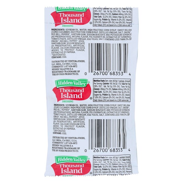 Hidden Valley Thick & Creamy Thousand Island Dressing 1.5 oz. Packet, PK84 - 85638HVR