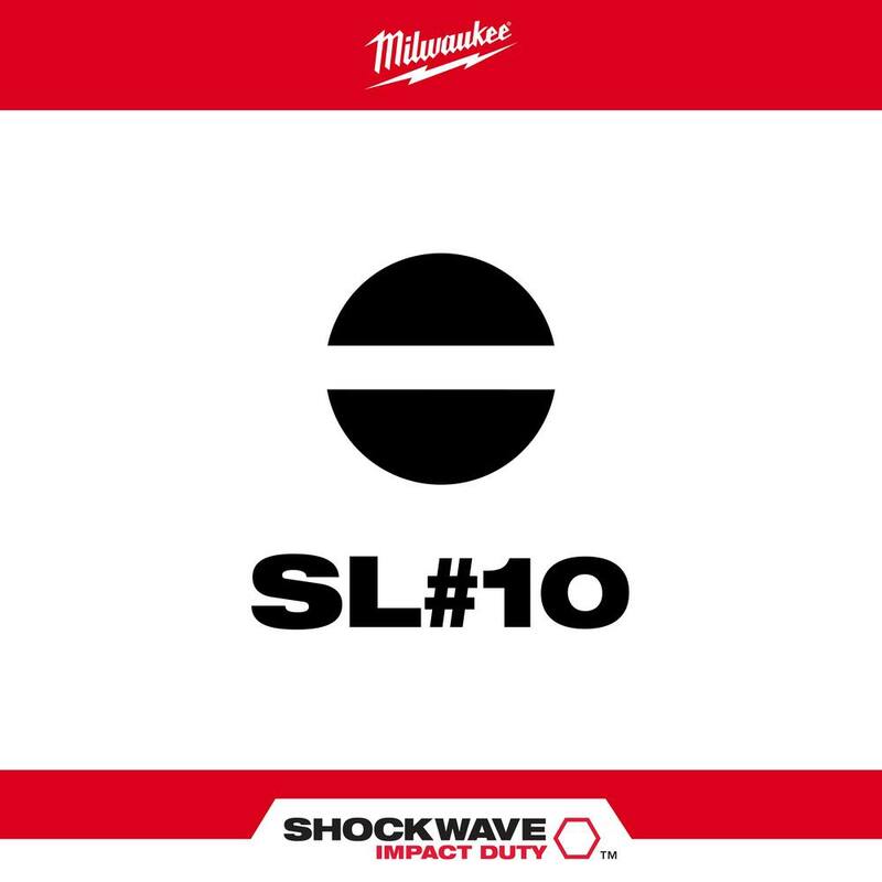 Milwaukee SHOCKWAVE Impact Duty 2 pulg. x 1/4 pulg. Punta de destornillador de acero aleado SL#10 (1 paquete) - 48-32-4918