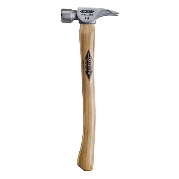 Stiletto 14 oz Titanium Milled Face Hammer w/18" Curved Hickory Handle - Ti14MC