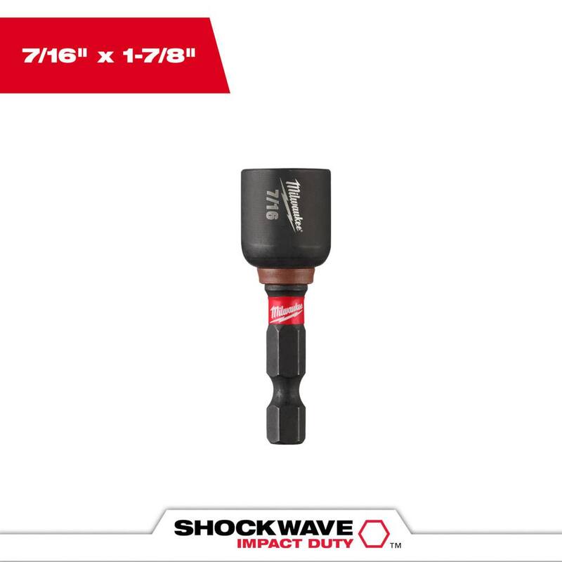 Milwaukee SHOCKWAVE Impact Duty 7/16 pulg. x 1-7/8 pulg. Llave de tuercas magnética de acero aleado (paquete de 1) - 49-66-4506