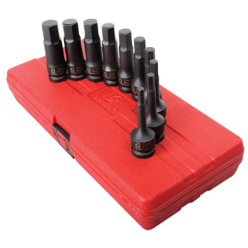 Herramienta de impacto métrica con unidad hexagonal de 1/2 pulgada (juego de 10 piezas) - SUN2639