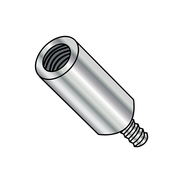 Zoro Select Round Standoffs, #6-32 Thrd Sz, 1-1/4 in Bd L, Brass Nickel Plated, 1/4 in OD, 500 PK - 142006RMBN