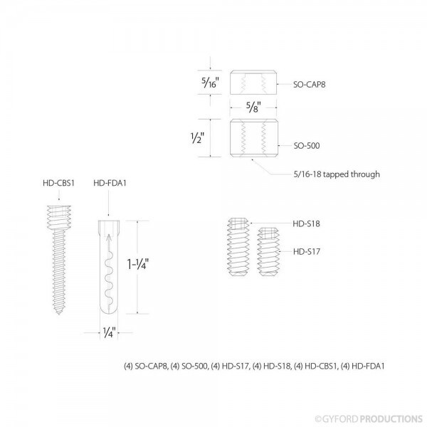 Gyford Décor Round Standoffs, Aluminum Clear Anodized - SOK-8-500