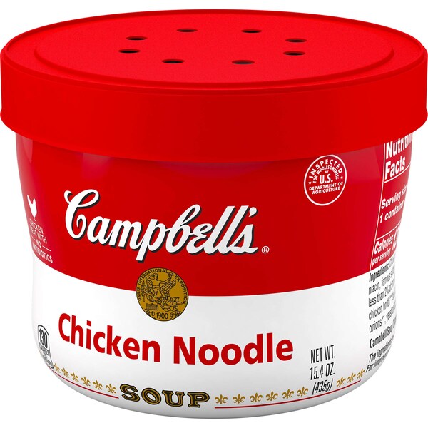 Campbells Red & White Chicken And Noodles Bowl Microwaveable Soup 15.4 oz., PK8 - 000013459