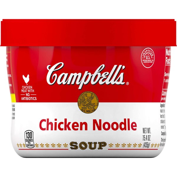 Campbells Red & White Chicken And Noodles Bowl Microwaveable Soup 15.4 oz., PK8 - 000013459