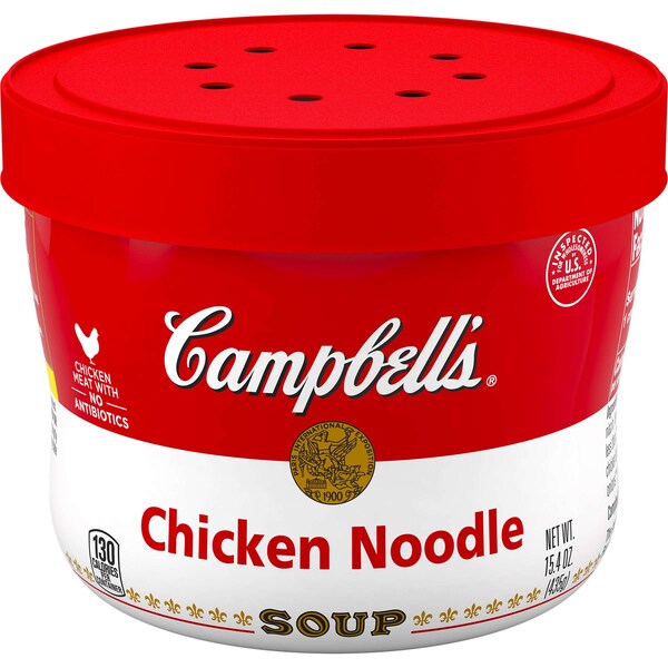 Campbells Red & White Chicken And Noodles Bowl Microwaveable Soup 15.4 oz., PK8 - 000013459