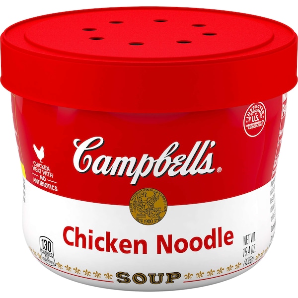 Campbells Red & White Chicken And Noodles Bowl Microwaveable Soup 15.4 oz., PK8 - 000013459
